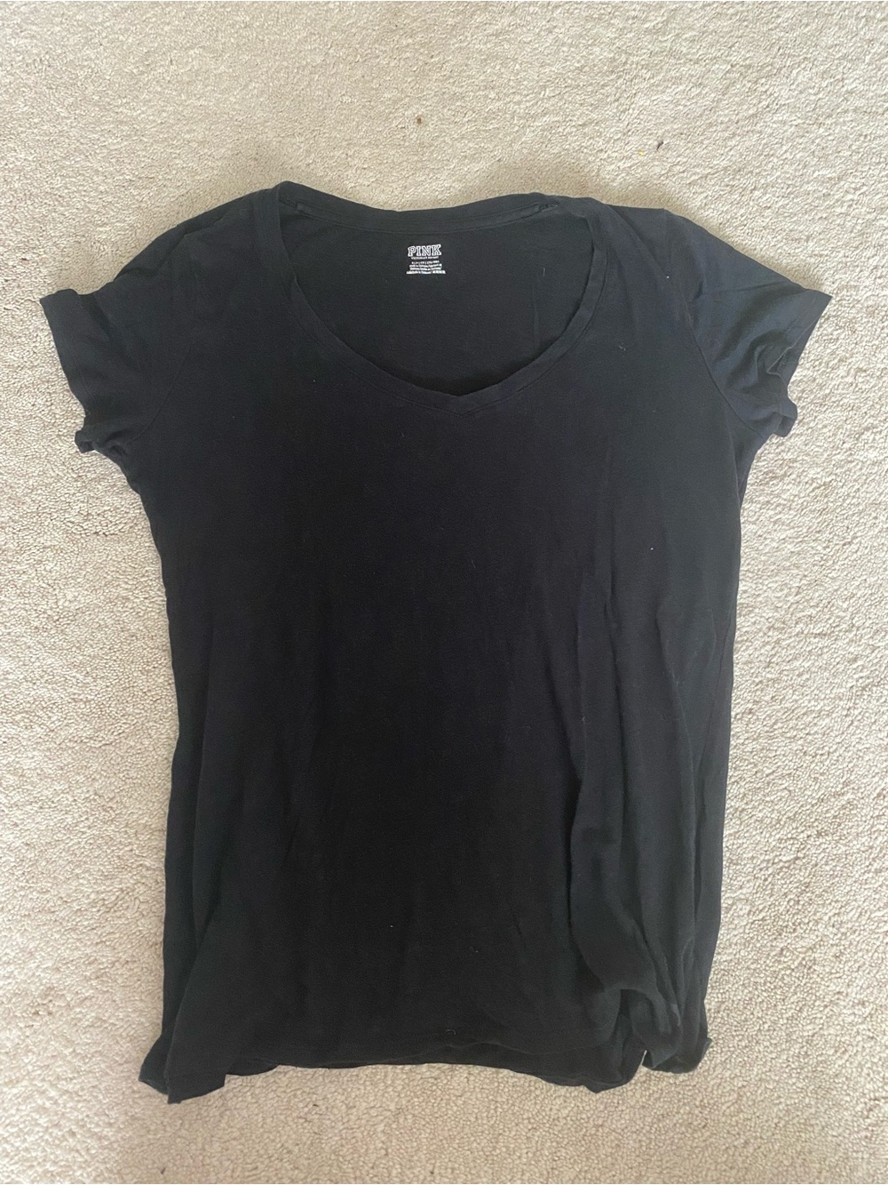PINK Victoria's Secret Black V-Neck Short Sleeve Tee
